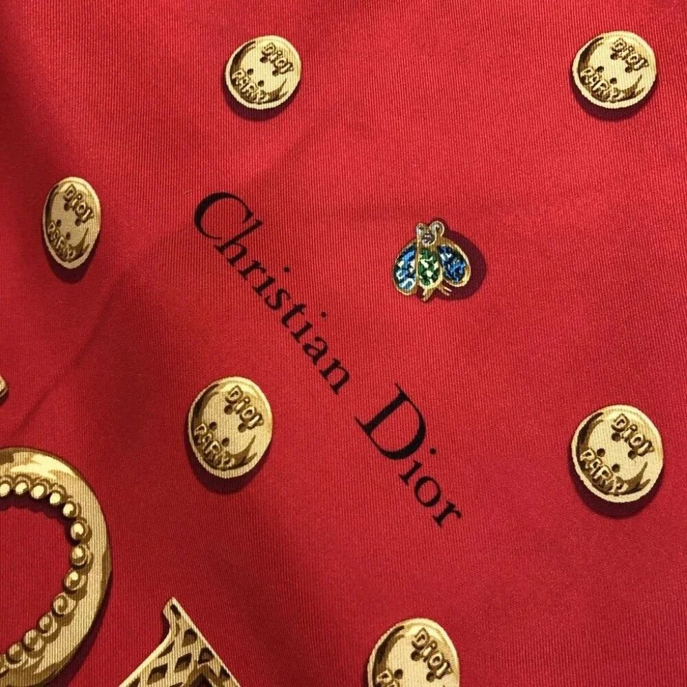 183331BG (S4) Christian Dior Scarf Jewelry Pattern Multicolor Silk - Picture 8 of 9